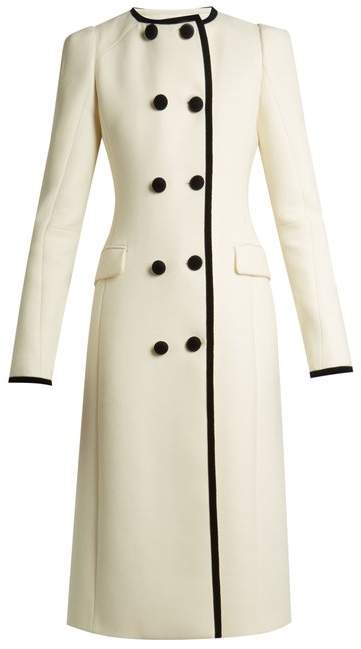 Bellasio collarless double-breasted wool coat