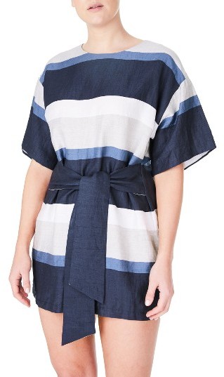 Blue Stripe Linen Blend Minidress