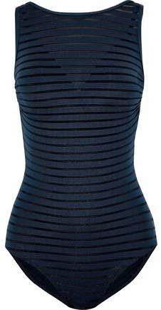 Jets Australia By Jessika Allen Layered Mesh-Trimmed Striped Swimsuit
