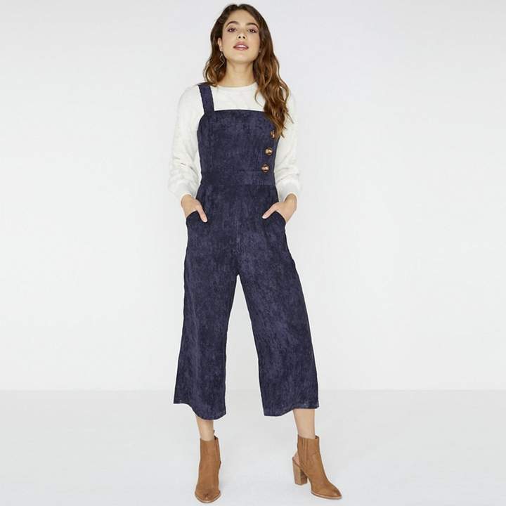 Navy Reuben Corduroy Jumpsuit With Buttons