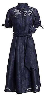Teri Jon by Rickie Freeman Women's Collared Organza Burnout Jacquard Cocktail Dress Teri Jon by Rickie Freeman Women's Collared Organza Burnout Jacquard Cocktail Dress