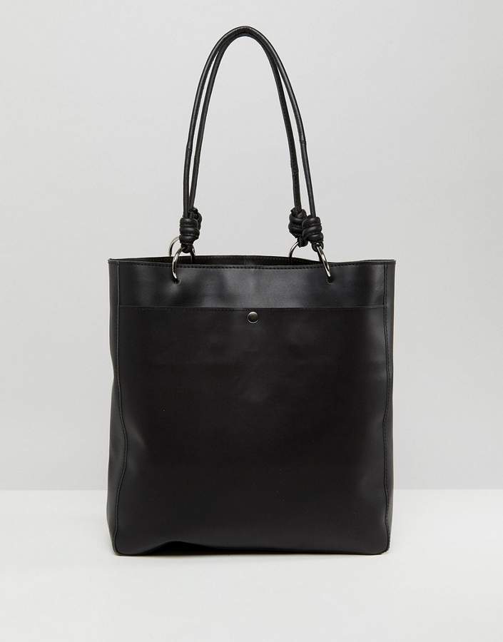 – Shopper-Tasche aus Leder mit geknotetem Griff