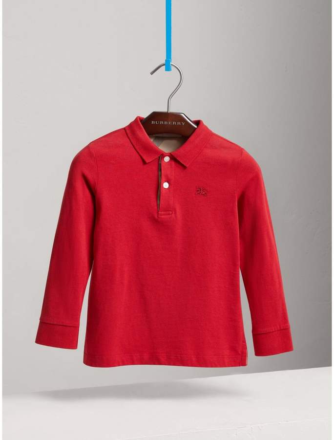 Long-sleeve Cotton Jersey Polo Shirt