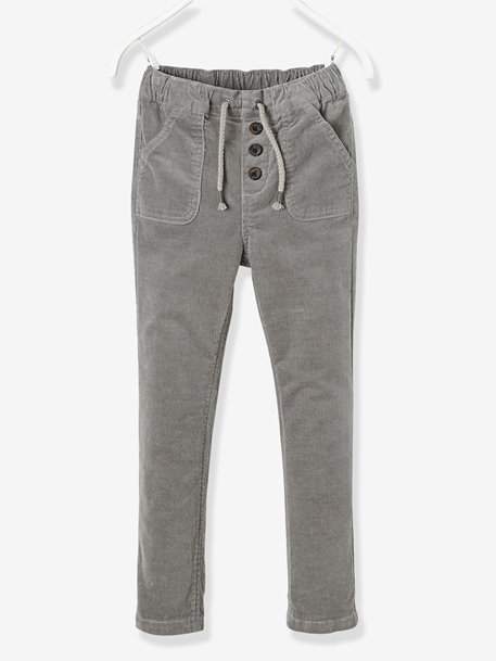 Boys' Velvet Trousers - grey light solid