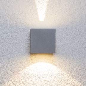 Silberne LED-Außenwandleuchte Jarno, Würfelform