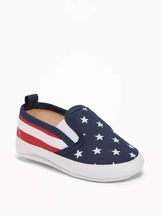 Flag-Print Canvas Slip-Ons for Baby