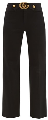 Gucci Gg Logo Kick Flare Trousers - Womens - Black