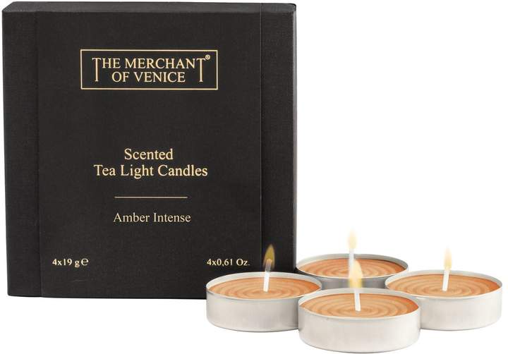 The Merchant Of Venice Amber Intense Tea Lights (Set of 4), Black