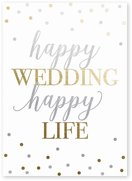 'Happy Life' Wedding Greeting Card - Set of Six
