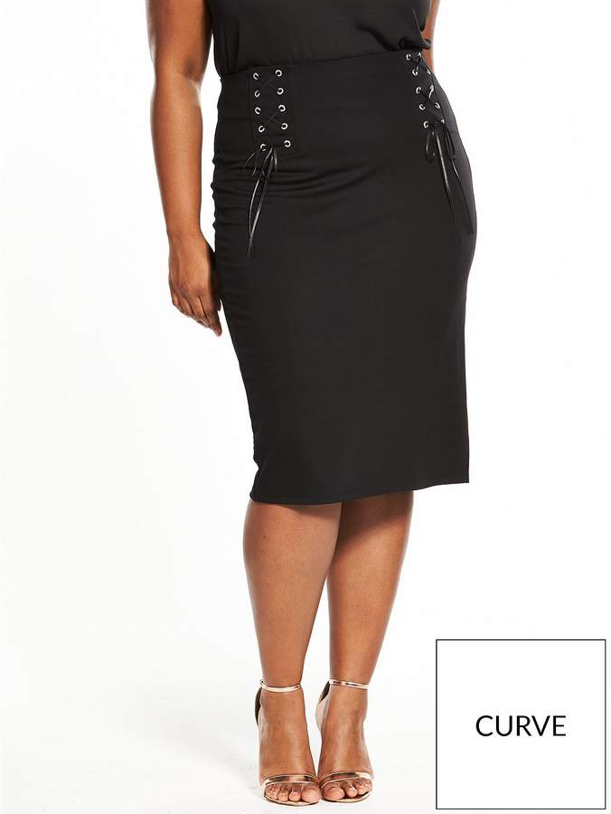 V By Very Curve Eyelet Detail Pencil Skirt