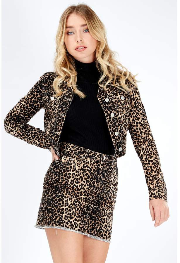 Women's Natural Leopard Print Clean Cropped Jacket