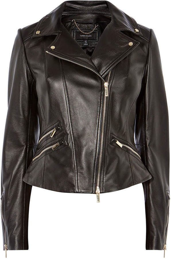 Lederjacke mit goldfarbenen Details