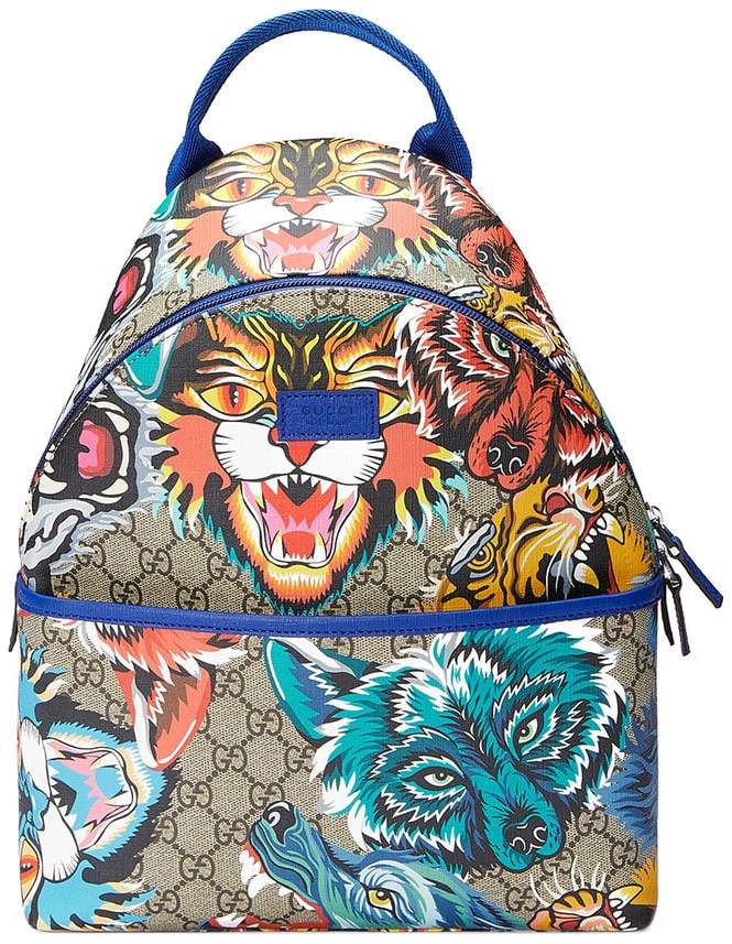 Gucci Kids Children's GG animal faces backpack