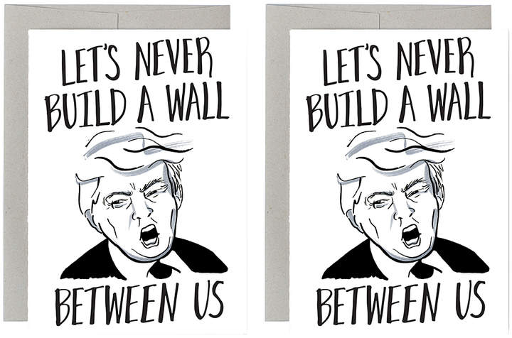 'Let's Never Build a Wall Between Us' Greeting Card - Set of Two