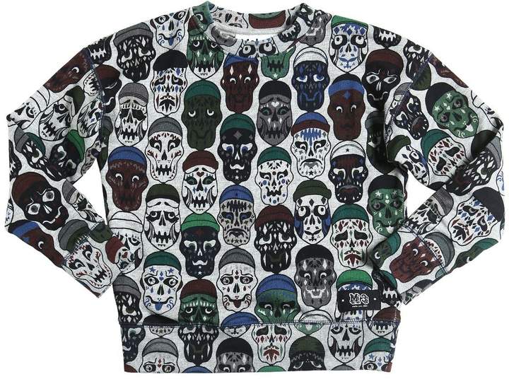Skulls Print Cotton Sweatshirt