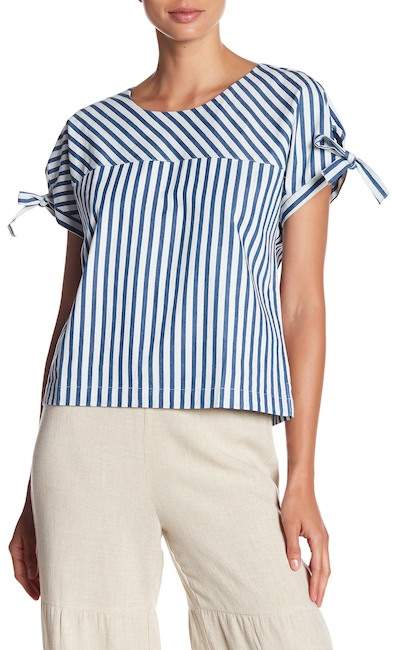 Mo:Vint Striped Bow Sleeve Blouse