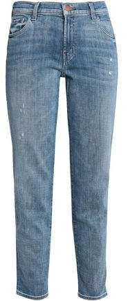 Faded Mid-Rise Straight-Leg Jeans