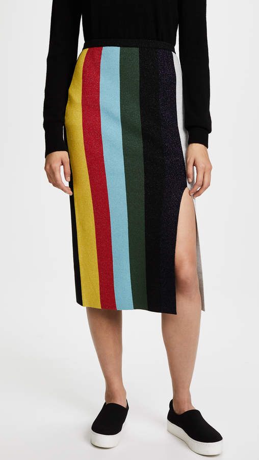 Midi Knit Metallic Pencil Skirt