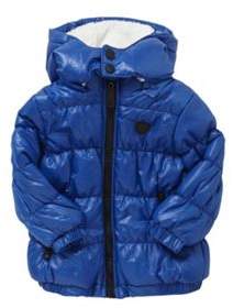 Minoti Wet Look Hooded Puffer Jacket