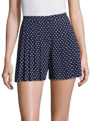 Dot-Print Pleated Shorts