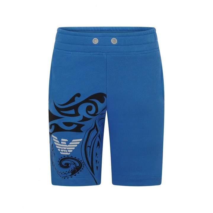 Armani JuniorBoys Blue Patterned Logo Shorts
