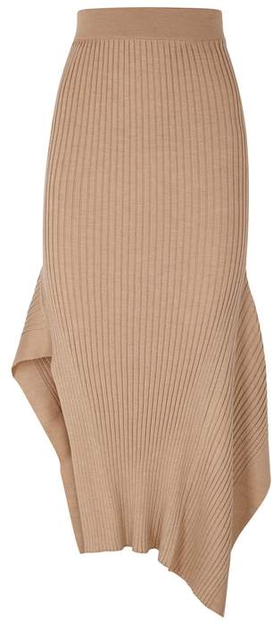Ribbed Wool And Silk-blend Skirt