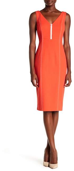 Zipper Neck Sheath Dress