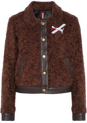 Staud Felix Leather-Trimmed Appliquéd Faux Shearling Jacket