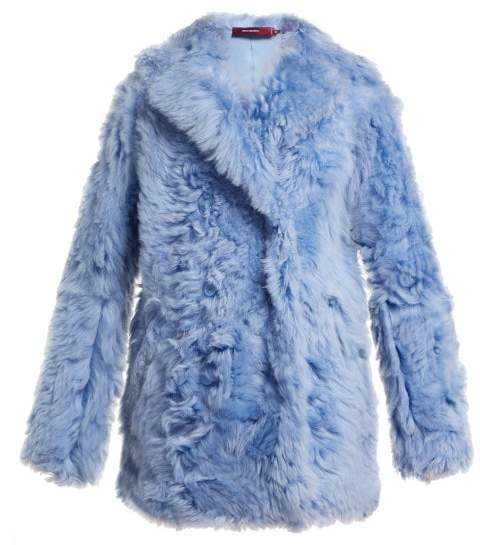 Sies Marjan Double Breasted Shearling Coat - Womens - Light Blue