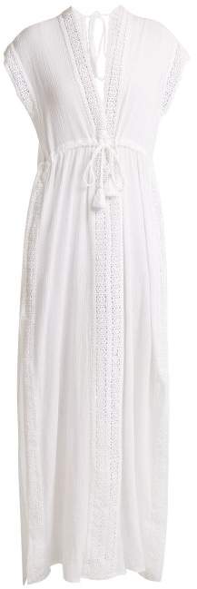 Elenora lace-trimmed drawstring-waist cotton dress