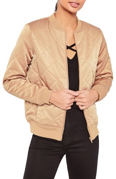 Women's Missguided Quilted Satin Bomber Jacket