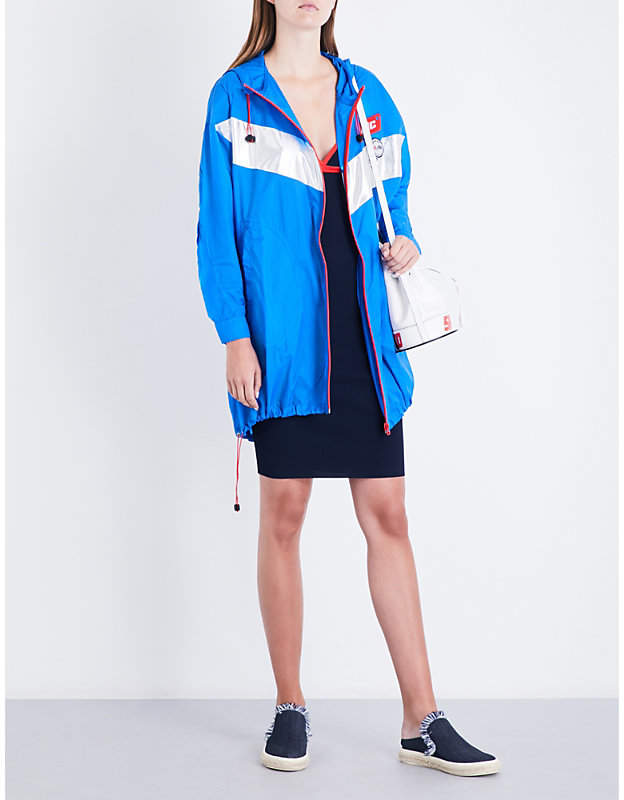 Ladies Brilliant Blue Exposed Zip Colour Block Shell Windbreaker