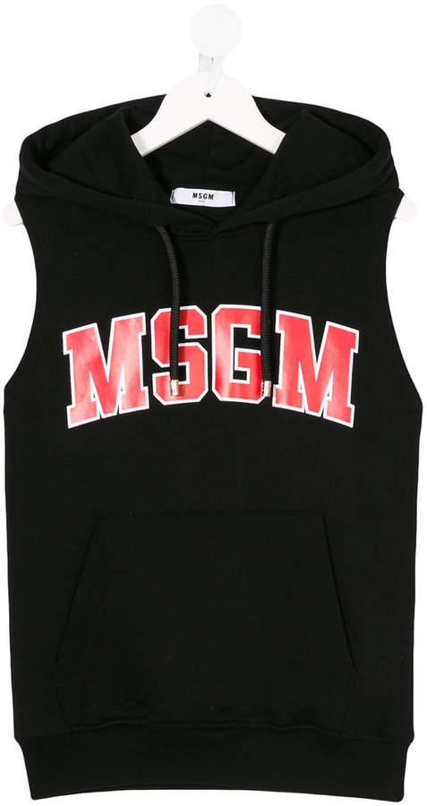 logo print sleeveless hoodie