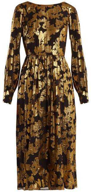 Camille floral-jacquard Lurex dress