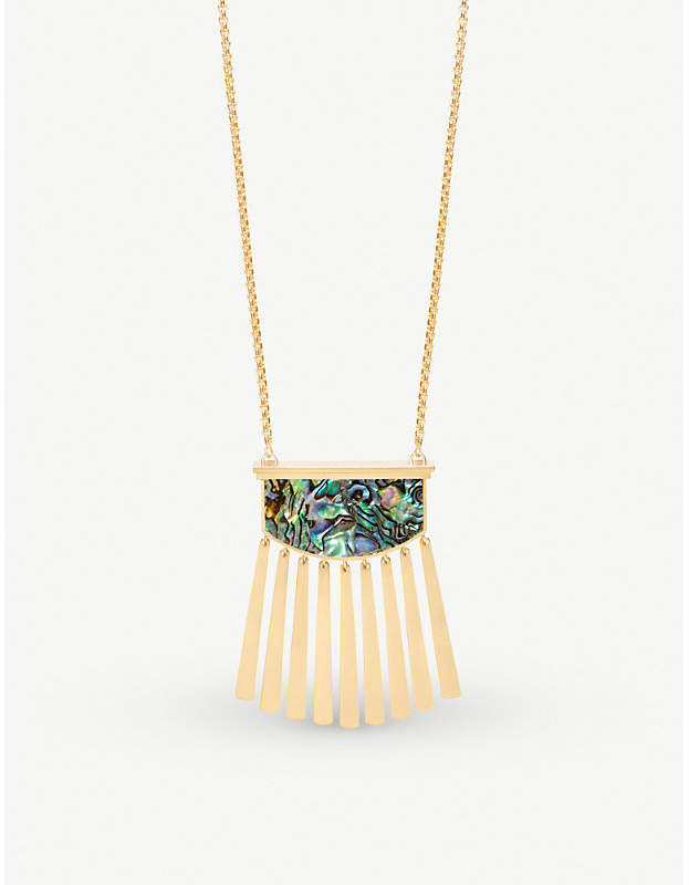 Ellen 14ct gold-plated and abalone shell necklace
