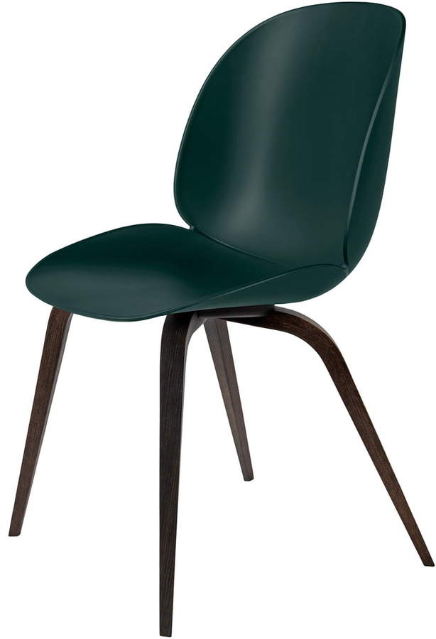 Gubi - Beetle Dining Chair, Wood Base, schwarz gebeizt / Grün