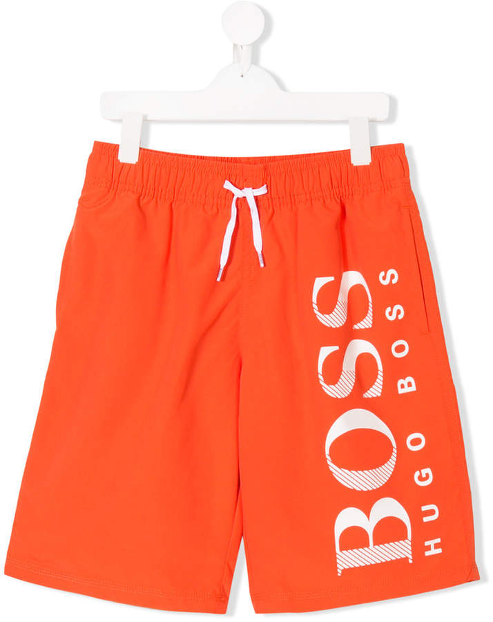 Boss Kids TEEN logo print swim shorts