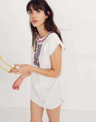 Embroidered Belize Cover-Up Tunic Dress