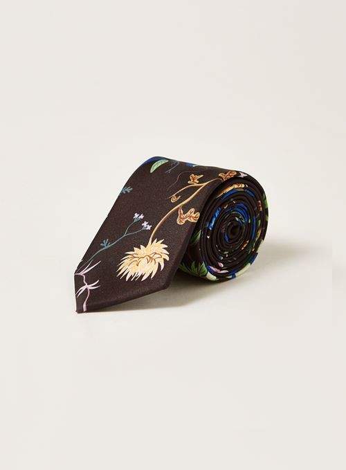 Krawatte mit floralem Design, schwarz