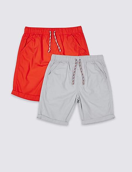 2 Pack Pure Cotton Shorts (3-16 Years)
