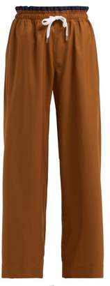 Marni Wide Leg Wool Trousers - Womens - Brown Multi