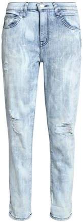 Distressed Mid-Rise Slim-Leg Jeans