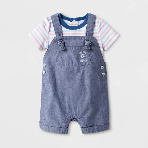 Baby Boys' 2pc Bodysuit and Overall Blue
