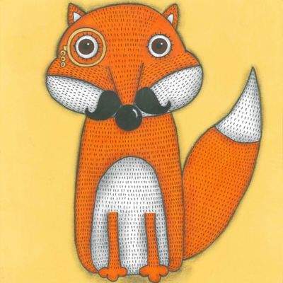 Marmont Hill A Fox with Mustache 24-Inch Square Canvas Wall Art