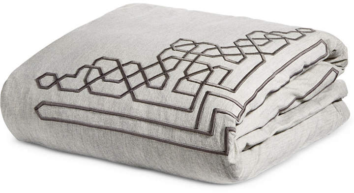 Embroidered Fretwork King Duvet Cover, Created for Macy's Bedding
