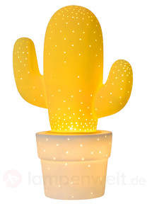 Keramik-Tischlampe Cactus in Gelb