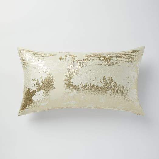 Metallic Clouds Brocade Pillow Cover - Stone