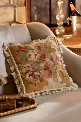 Fall Roses Needlepoint Pillow