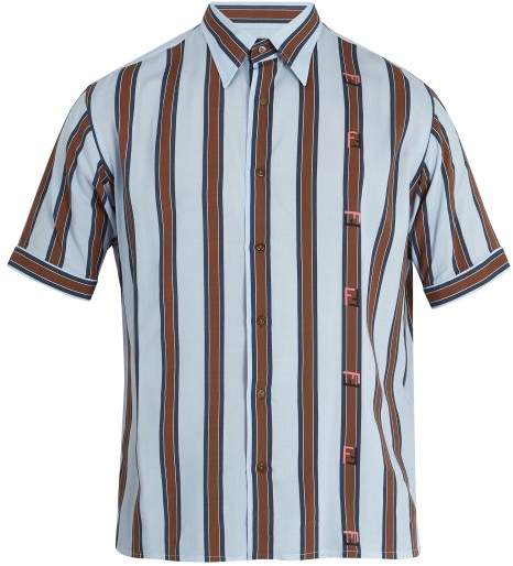 Striped logo-print short-sleeved shirt