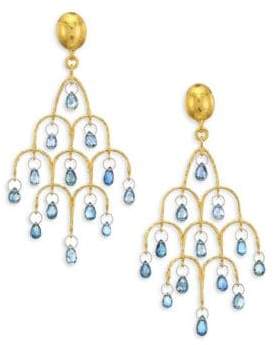 22K Gold & Blue Sapphire Chandelier Earrings